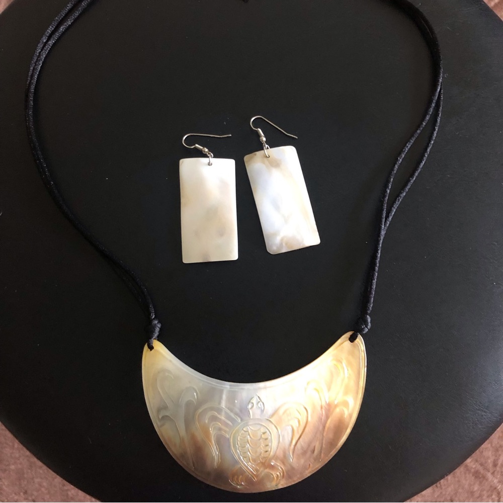 Handmade Shell necklace and earrings